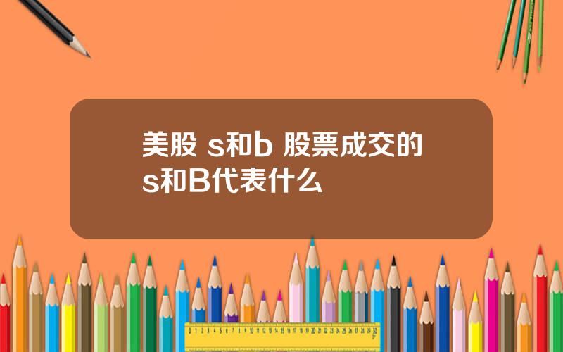 美股 s和b 股票成交的s和B代表什么